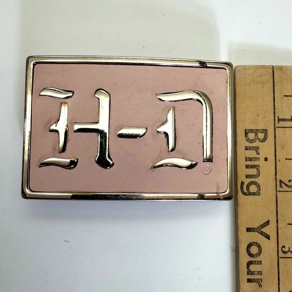 Y2K Harley-Davidson‎ Womens Belt Buckle Pink Leather Inlay Silver Tone H-D Logo